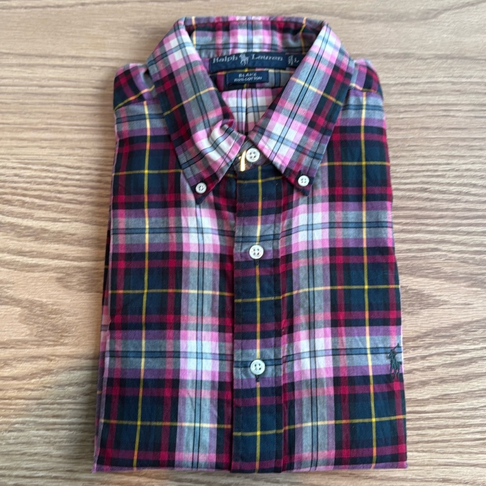 Ralph Lauren Blake 100% Cotton Pink Teal Plaid New Canaan Button Down Shirt NWT
